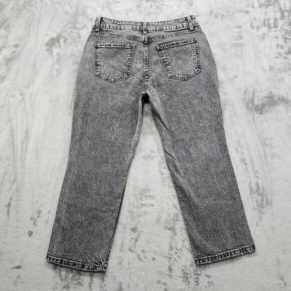 Time And Tru Jeans Womens 12 Black Gray High Rise Crop Straight Leg Stretch - Picture 3 of 13